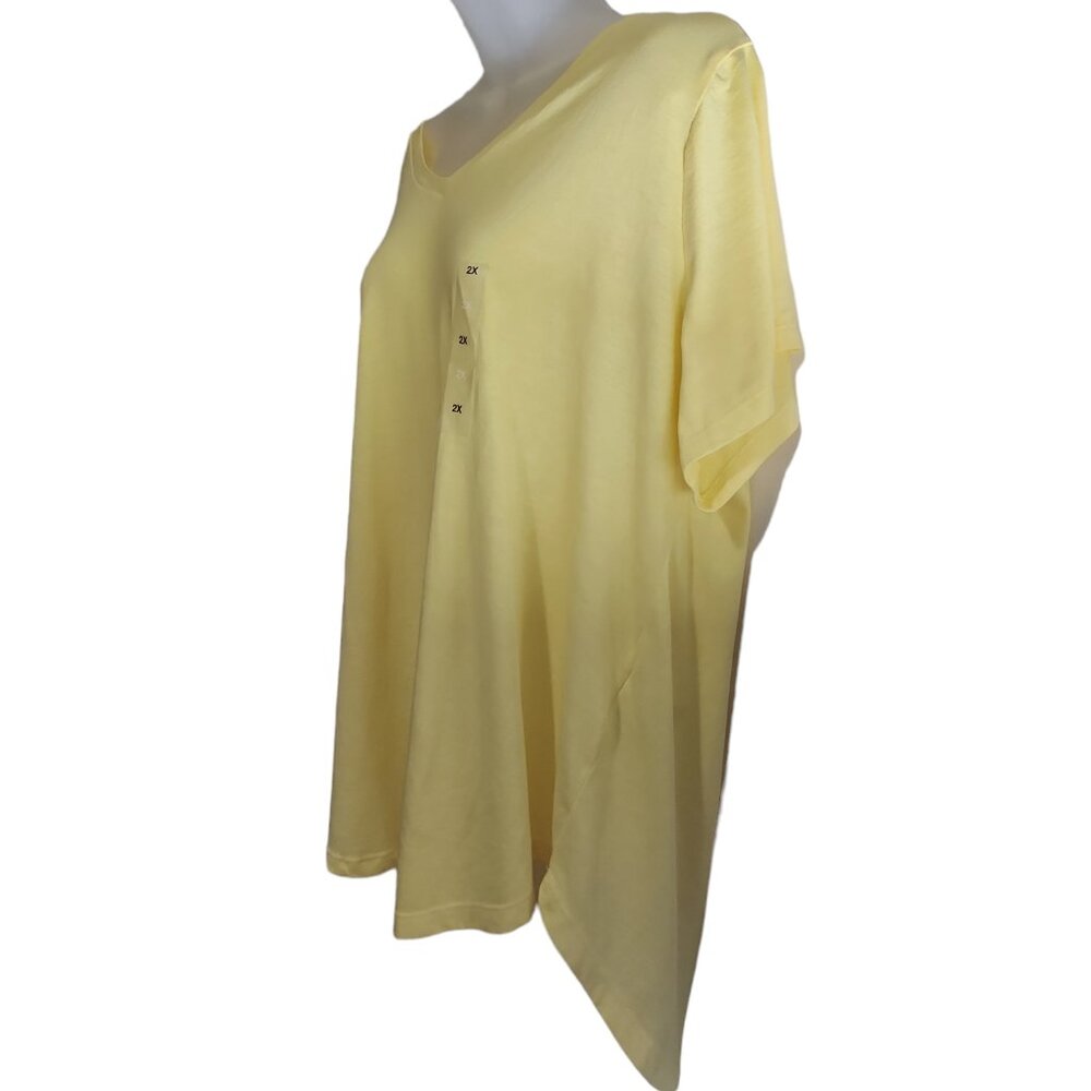 Women’s Style & Co, Sunbeam Yellow, Short Sleeve, V-neck, Tee-shirt, 2X